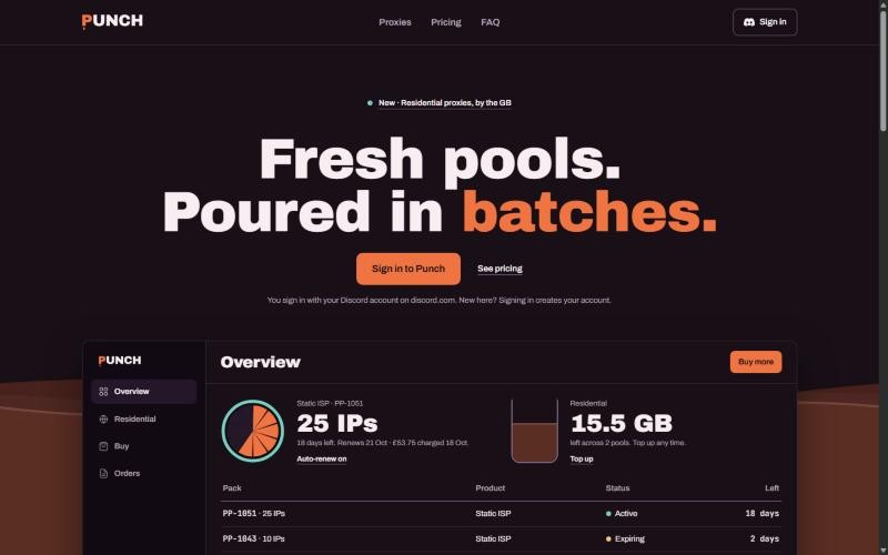 punchproxies.com: Fresh pools. Poured in batches.